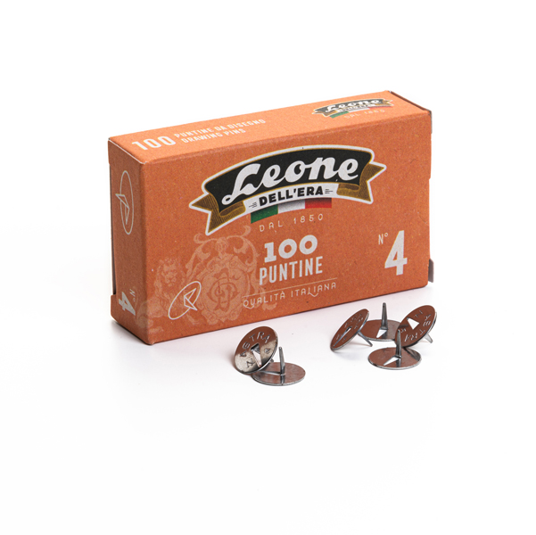 Puntine - n. 4 - acciaio lucido - Leone - conf. 100 pezzi (Confezione 10 pz)